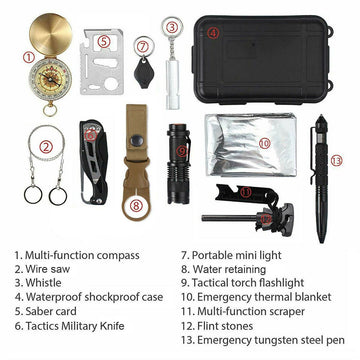 14 in 1 Outdoor Emergency Survival Kit